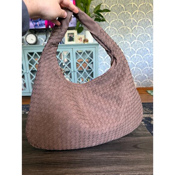 Woven CrissCross XL Boho Brown Bag- NOT IVORY - Picture 3 of 5